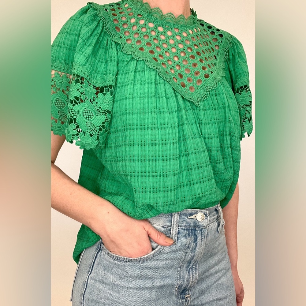Current Air, Green Lace Detailed Blouse